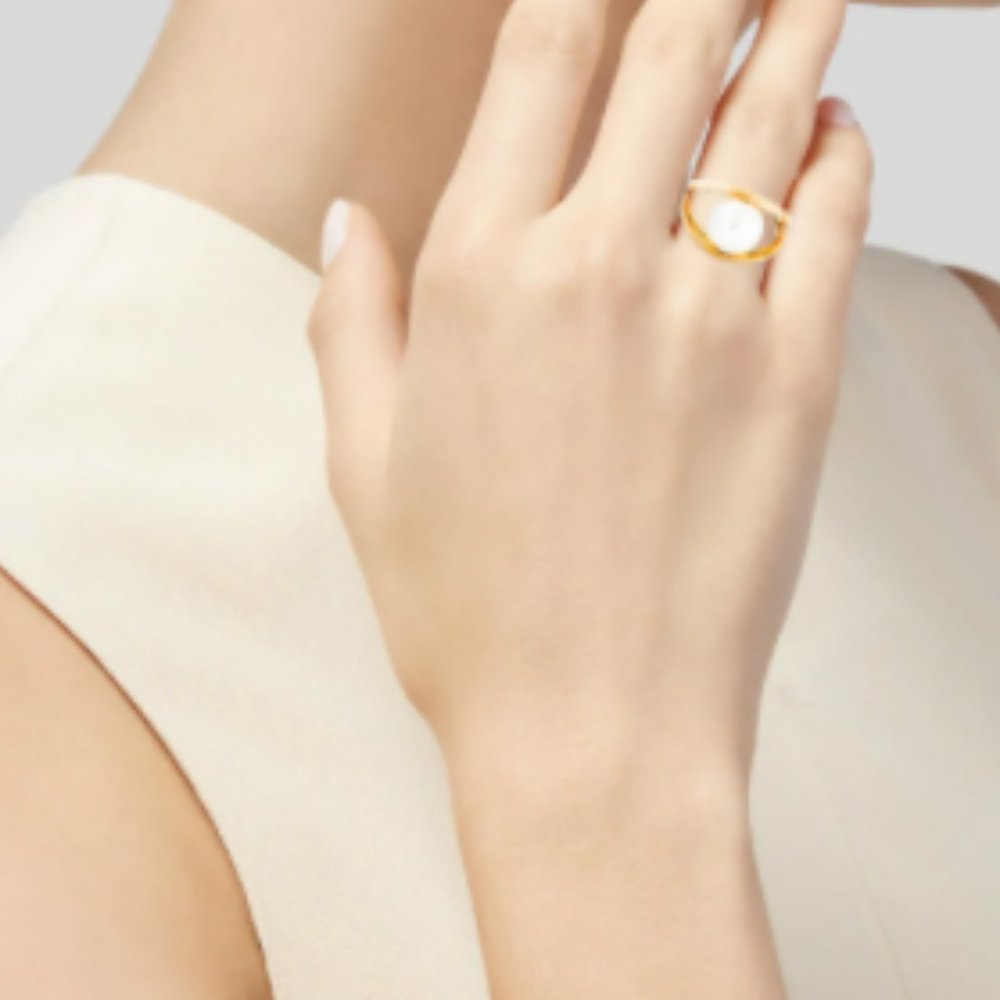 Lele Sadoughi Faux Pearl Pebble Ring